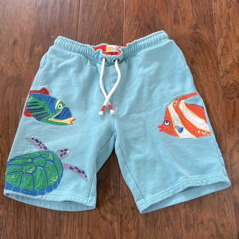 MINI BODEN Boys Blue TROPICAL FISH Jersey Knit SHORTS 12Y